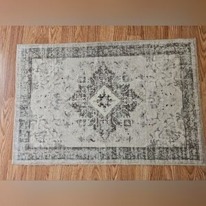 Set Of 2 Gray and Cream Rug/Doormats